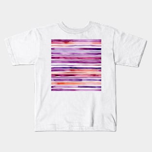 Horizontal Pink and Purple watercolor striped Kids T-Shirt